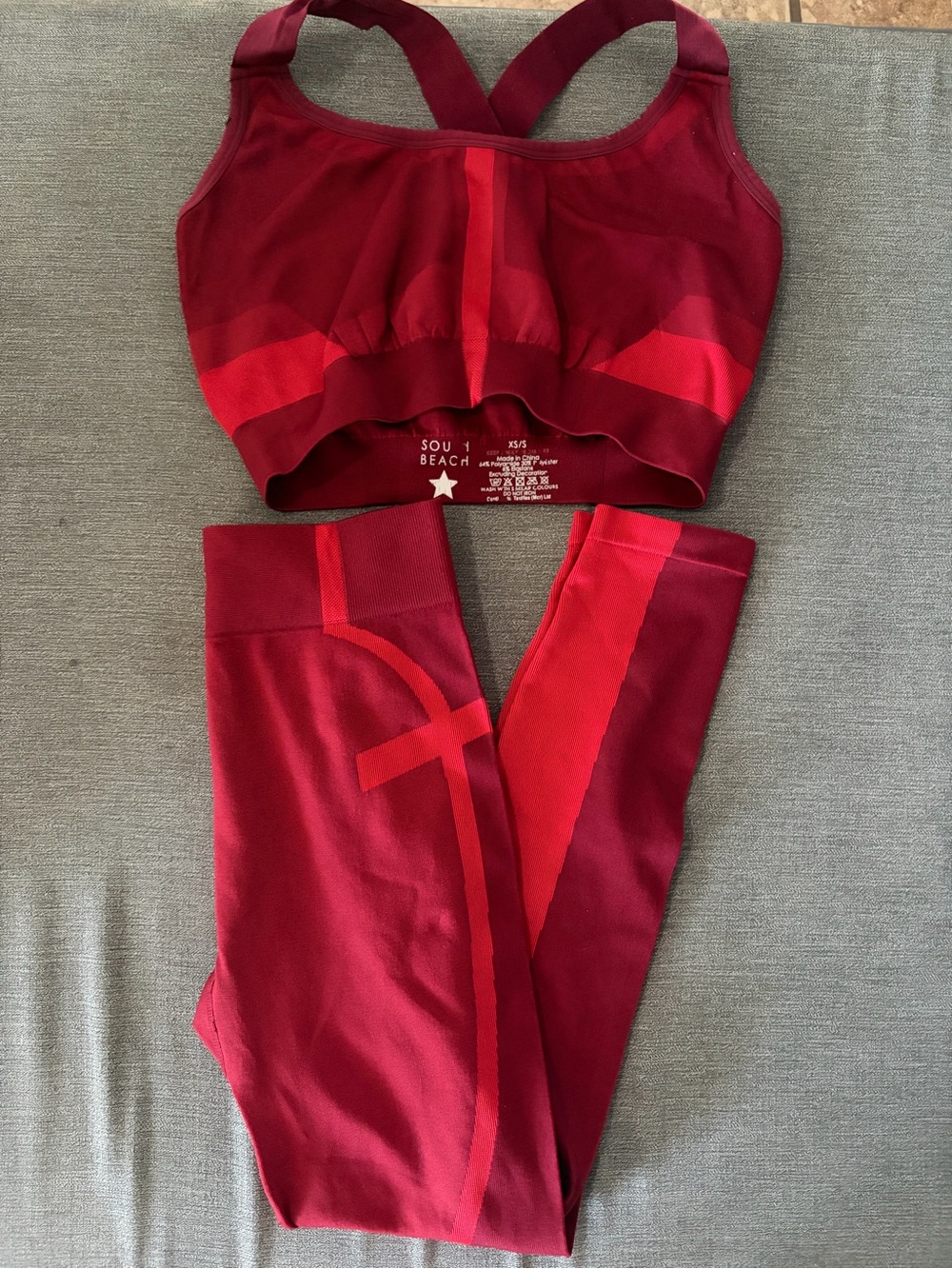 PrettyLittleThing Red & Burgundy Active Set